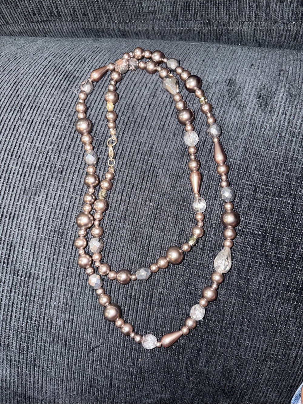Unbranded Layered Necklace Womens OS Brown Good Pearl Crystal Beaded Long